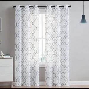 White sheer curtains x4